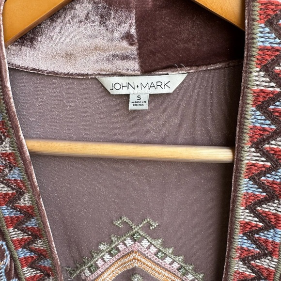 NWT John Mark Embroidered Velvet Open Front Cardigan - Picture 7 of 8